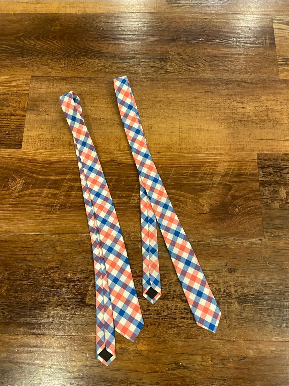 Crewcuts Men's Check Skinny Tie - Blue, Coral & White